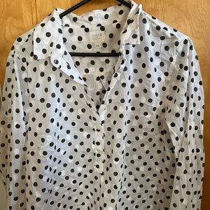 Polka dot J Crew popover XXL